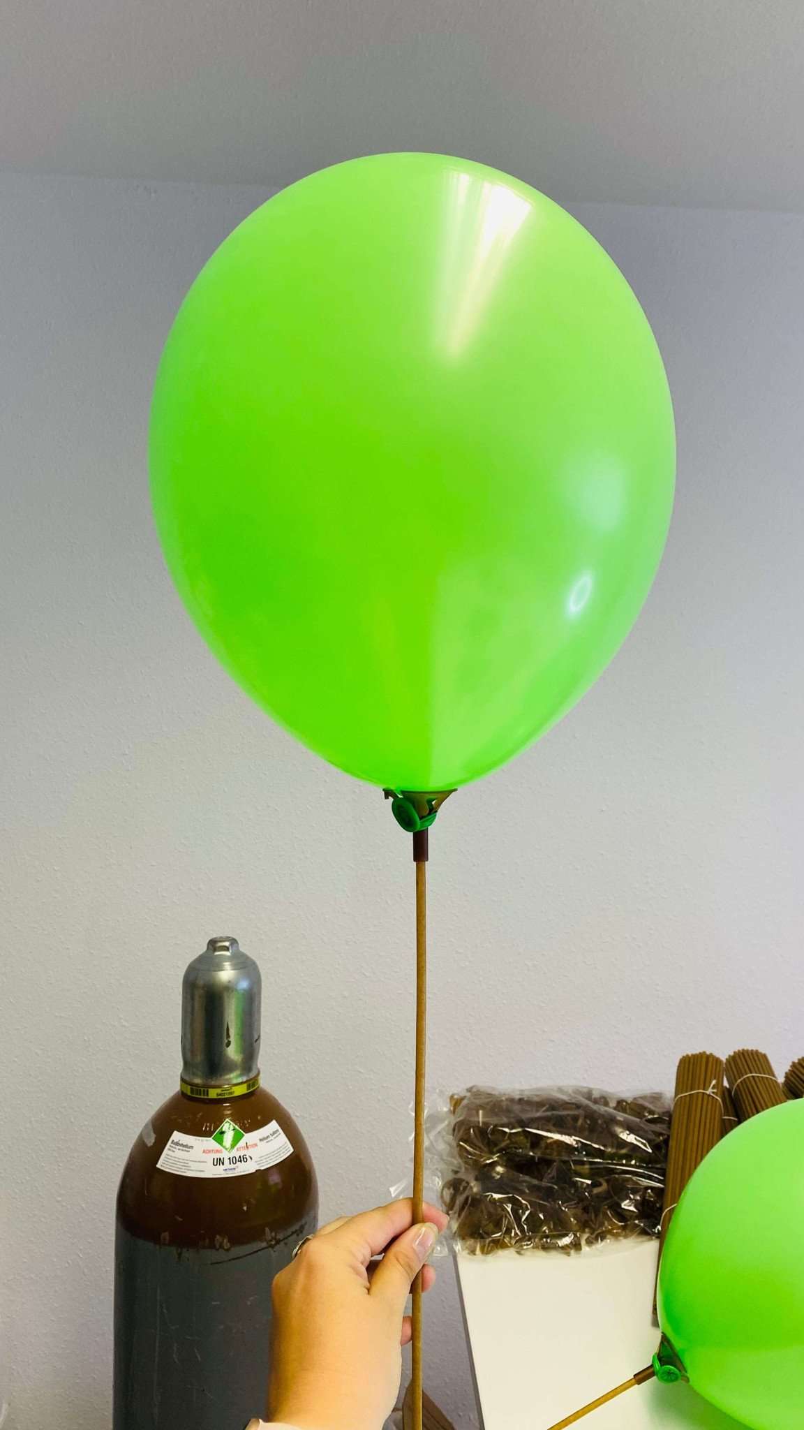 #93039BIO - Bio Standard Balloon Holder And Balloon Sticks (TW15”WHT+MCSC Penka) Oeko-Ballonstäbe mit Halterungen 40cm