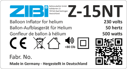 Z-15NT - Ballon-Aufblasautomat für  Helium/230V
