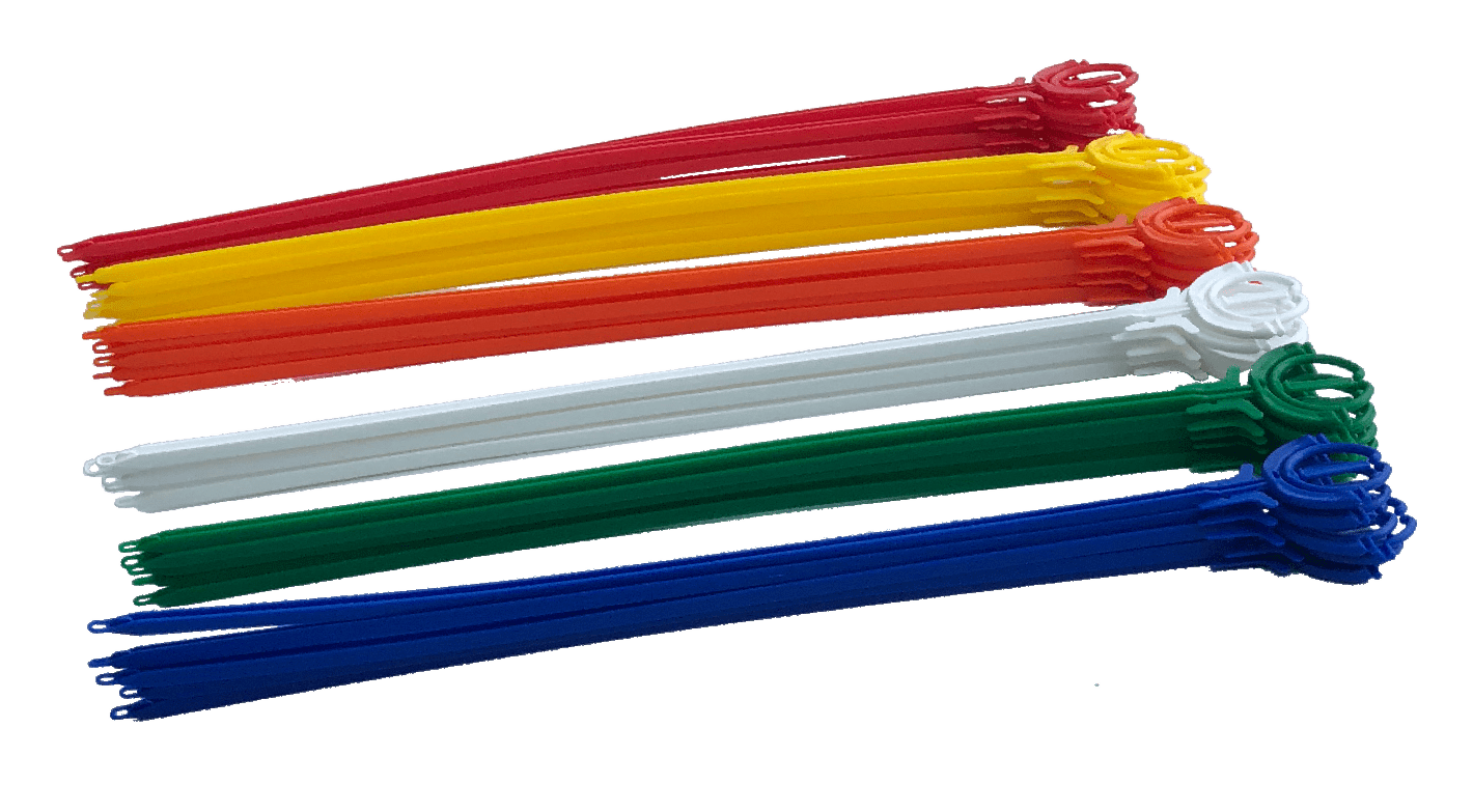 ZBS-006 - 100 einteilige gelbe Ballon-Haltestäbe 35 cm