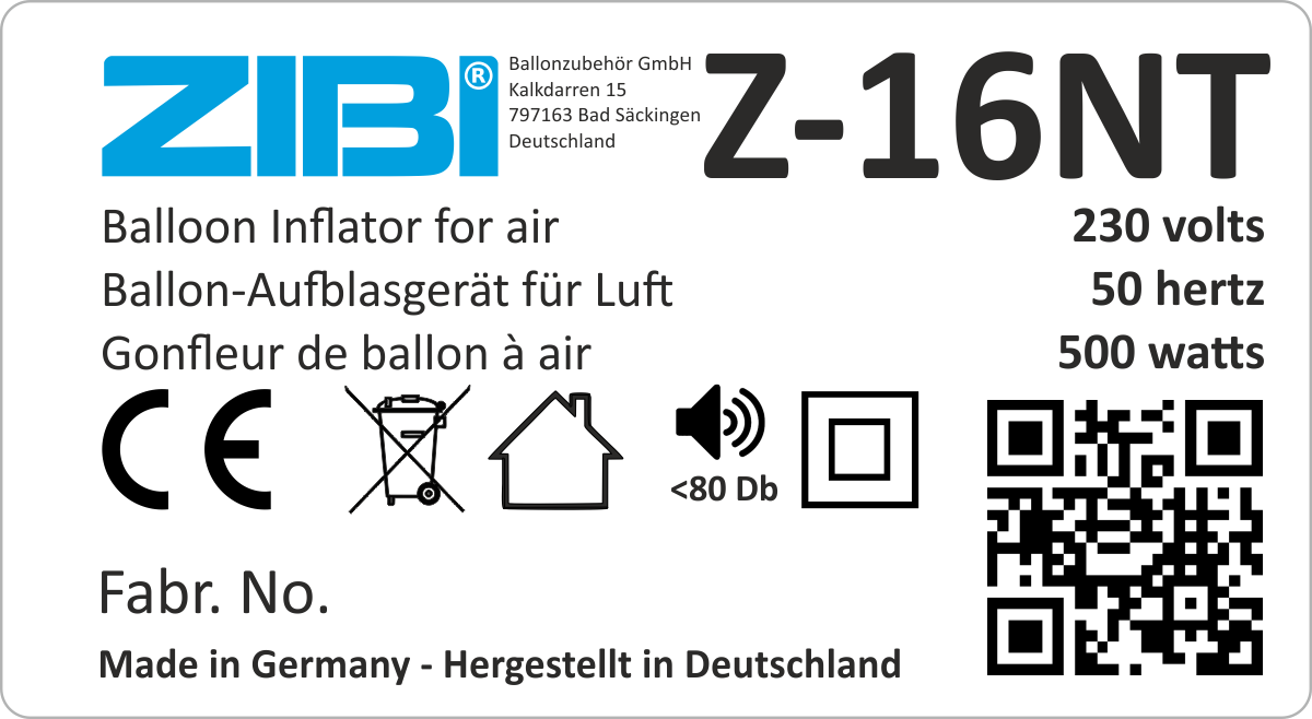 Z-16NT - Elektr. Luftballon-Aufblasautomat